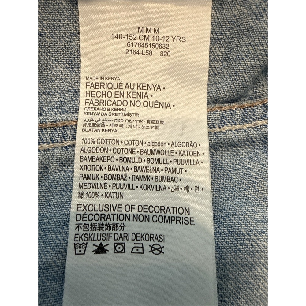 Levi's Denim Jacket Kids Size Medium Blue Good Repaired Trucker Jacket - Picture 12 of 16